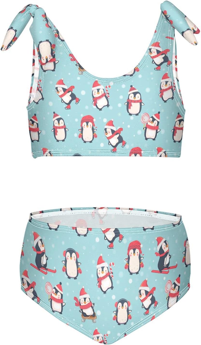 Horse Pattern On Blue Girls Bikini Sets 2 Piece Swimsuits Bathing Suit Swimwear