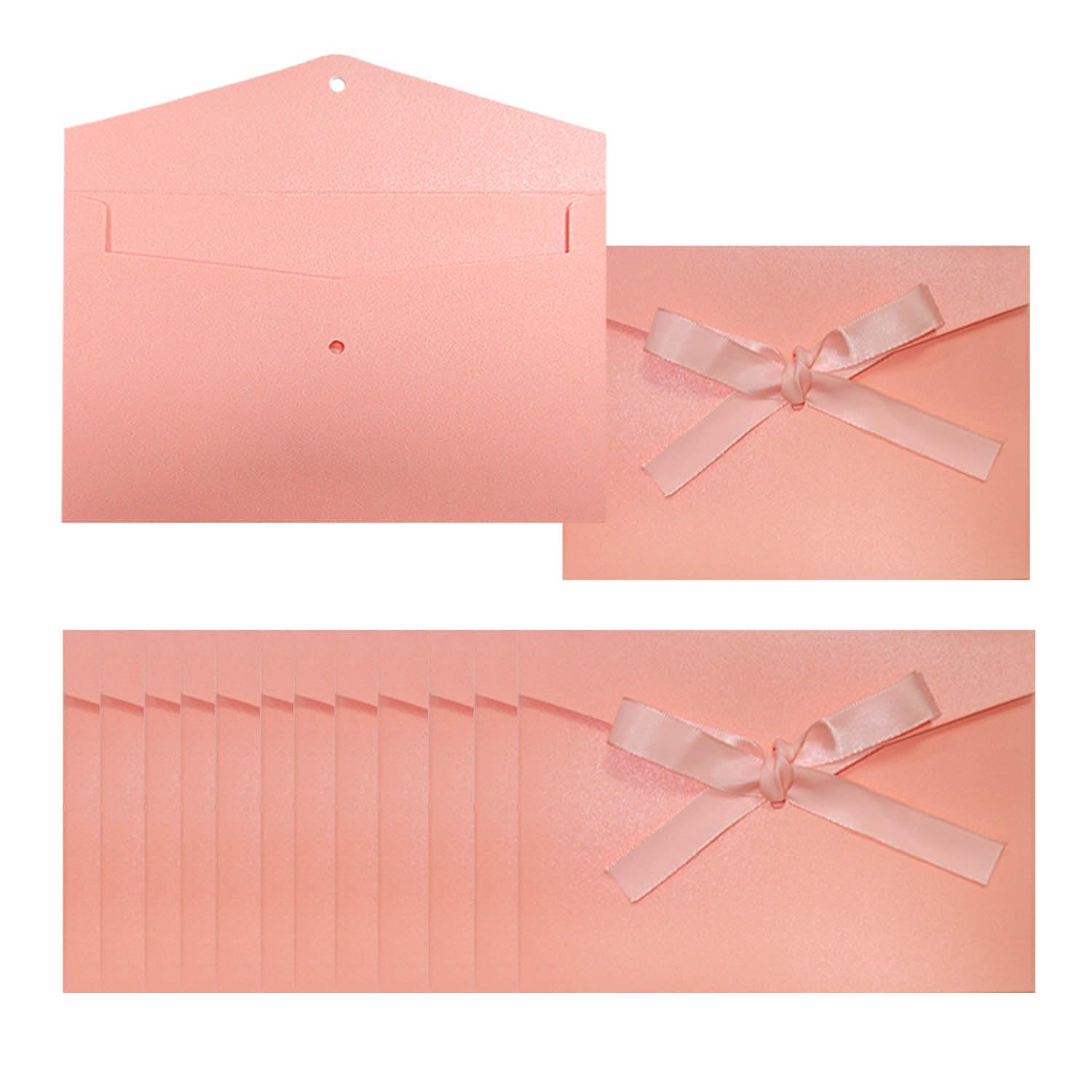 12 sobres de invitación con cintas (rosa)