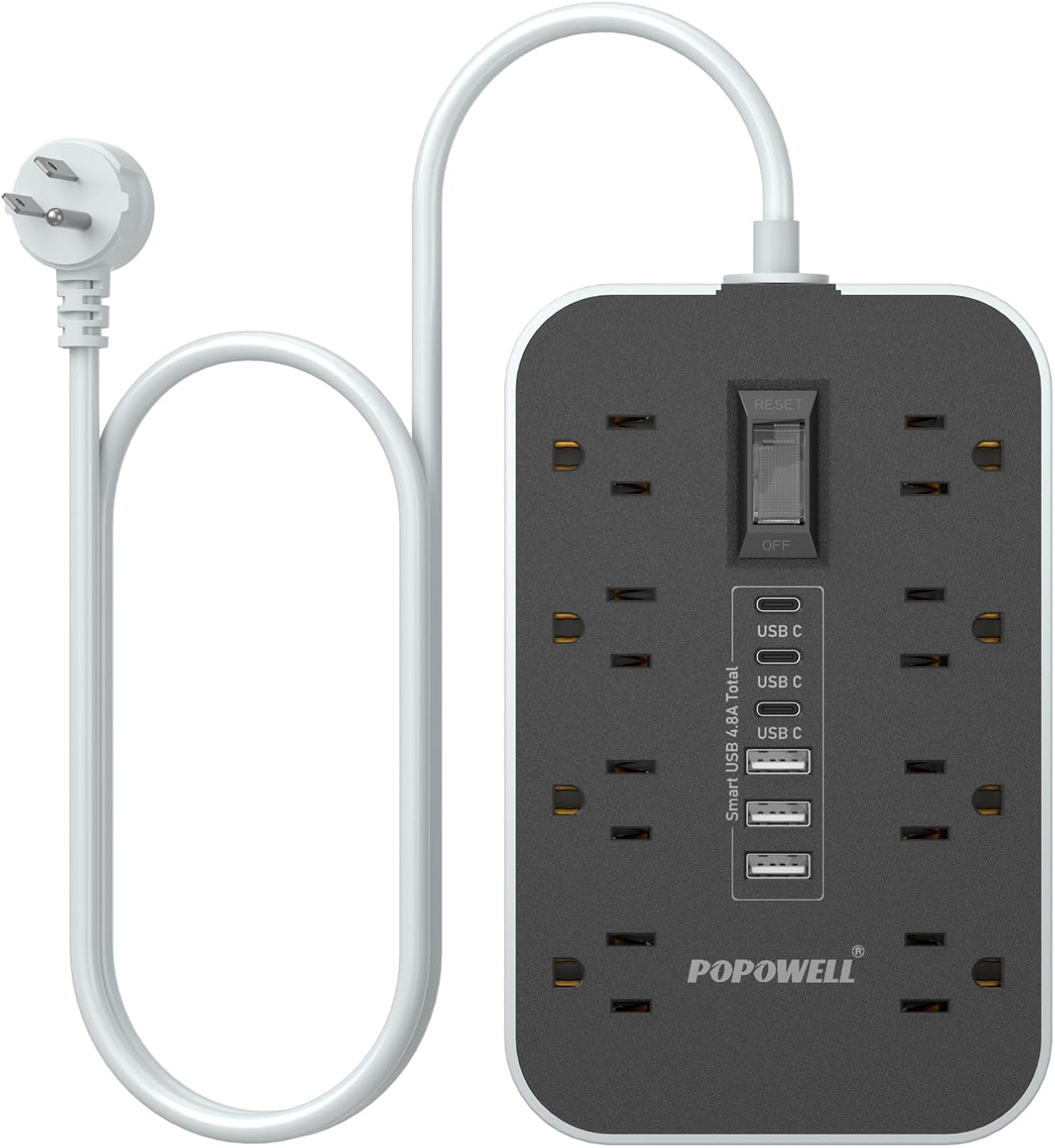 Heavy-Duty 14-Gauge Power Strip: 8 AC Outlets & 6 USB Ports Heavy-Duty 14-Gauge Power Strip: 8 AC Outlets & 6 USB Ports