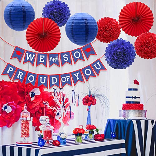 Image of Red Blue We are So Proud of You Banner 2022 Graduation Party Garland Backdrop Decoration Gift Ideas