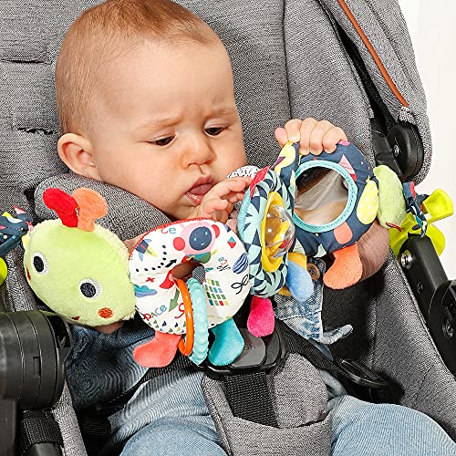 Fehn Kinderwagenkette Baby Mobile Raupe COLOR Friends – Babymobile Kette mit süßer Raupen Figur - Babyspielzeug zum flexiblen Aufhängen - Kinderwagen Spielzeug für Babys und Kleinkinder ab 0+ Monaten