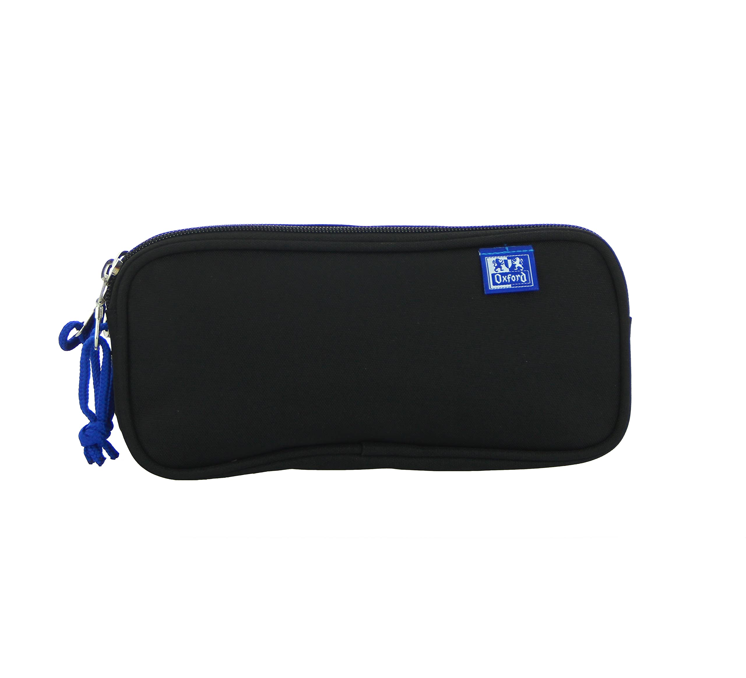 Oxford, School Pencil Case 3 Compartments, Elastic Rubber, 3 Zips, Black, Black/White, 22.5 x 11 x 7 cm - Image 2