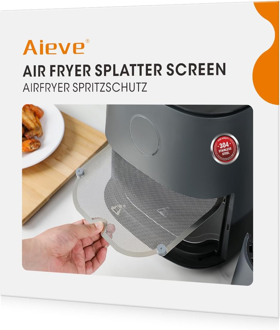 AIEVE Edelstahl Spritzschutz Feinmaschiger Fettspritzschutz kompatibel mit COSORI XXL 4,7L, COSORI ICONIC Airfryer und Ninja Speedi ON400EU 5,7L / AF140EU 4,7L / AF180EU 6,2L Heißluftfritteuse