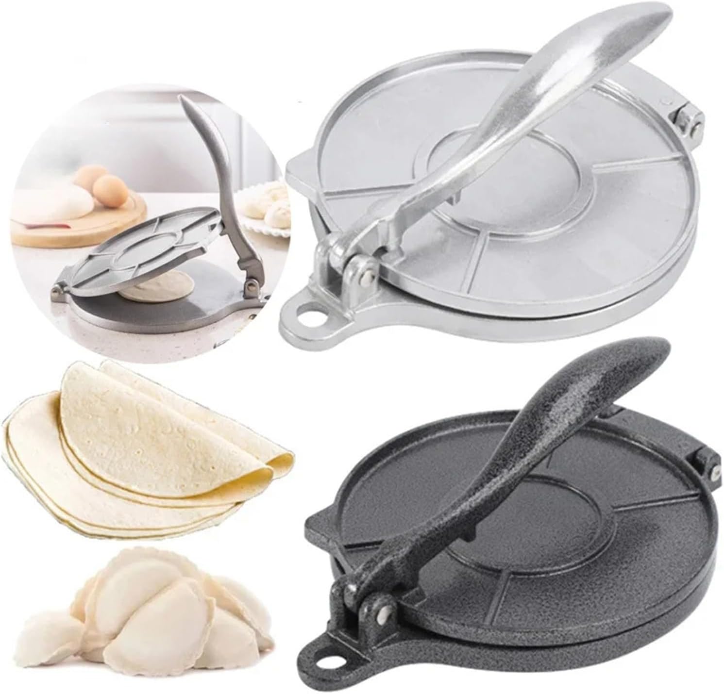 Tortilla Press for Kitchen 16/20cm Manual Pizza Pie Making Tortillas Dough Pressing Tool Kitchen Cooking Accessories(16cm siver)