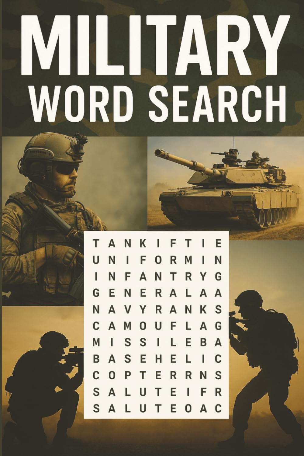Military Word Search: 50+ Military Puzzles for Teens and Adults – 500+ Words to find! Fun and Challenging Brain Games About Soldiers, Wars, Weapons, Strategy & Military History | With Solutions