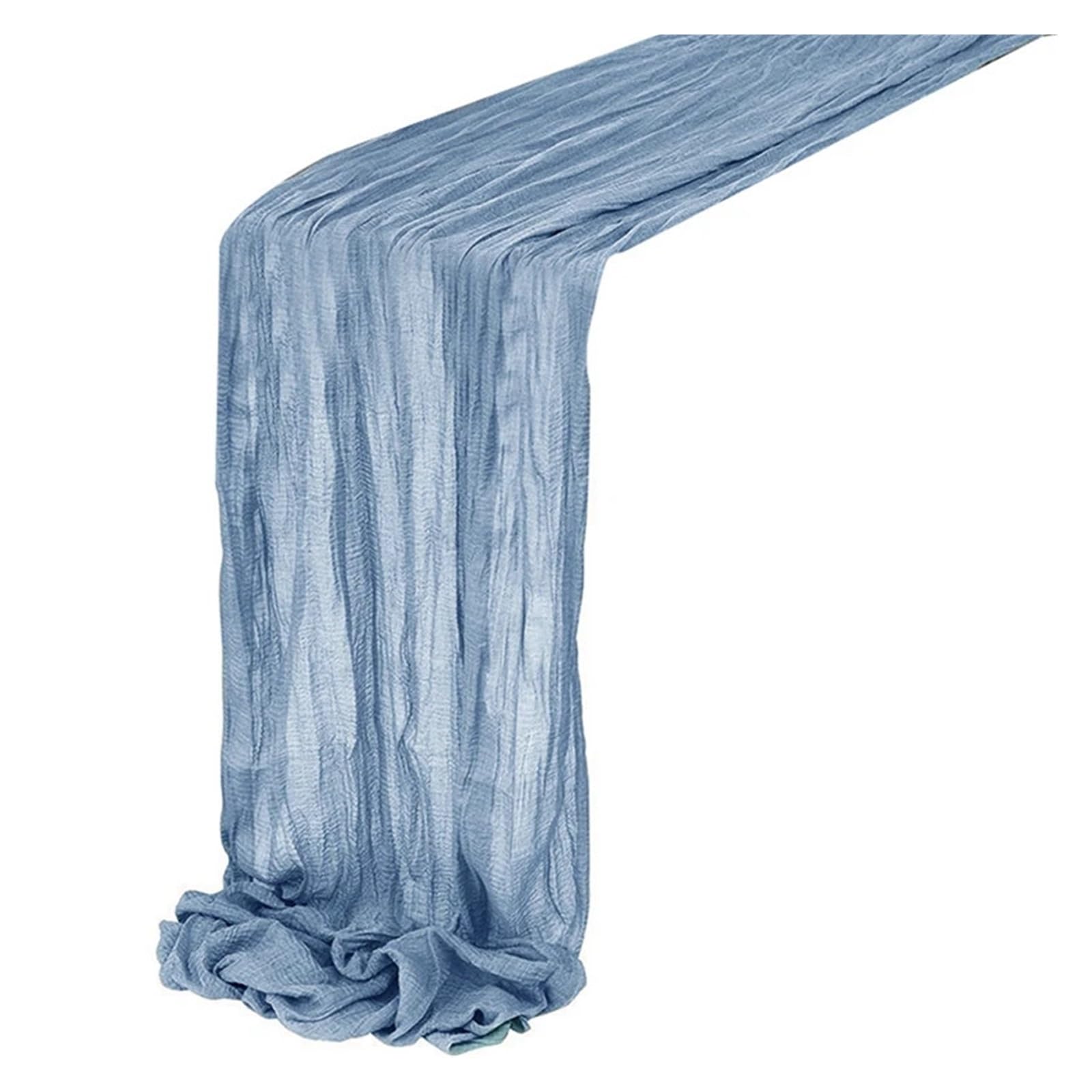Chiffon Table Runner 4Pcs Table Gauze Cheese Cloth Runner Rustic Sheer Runne(Blue)