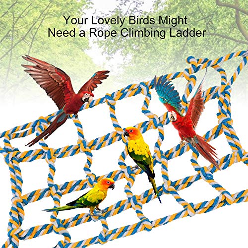 YIHIHI-Pet-Climbing-Rope-Net-Bird-Climbing-Rope-Ladder-Sturdy-Rope-Bridge-Ferret-Cotton-Rope-Net-Rat-Hanging-Bed-Hammock-Swing-Ladder-Eco-Friendly-100-Organic-Cotton-Small-Animal-Habitat-Decor