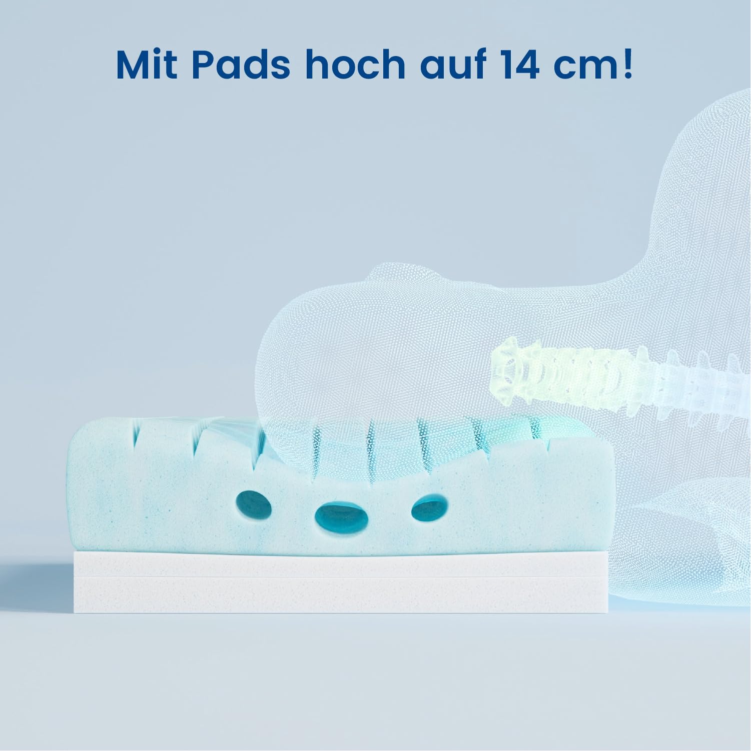 Newentor® Ergonomisches Kissen Höhe variabel Nackenkissen Kopfkissen Weiß | Patentierter Ergonomie-Rasterschnitt Modular konfiguriert, perfekt gestützt