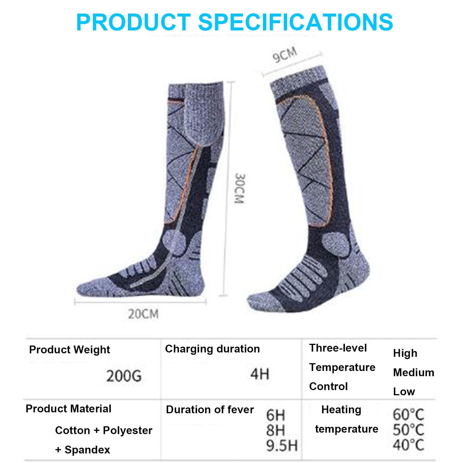 Calcetines Calefactables Recargables, Lavables Unisex Heated Socks, 3 Temperaturas, Amplia Zona de Calentamiento, para Ciclismo, Esquí, Pesca en Invierno