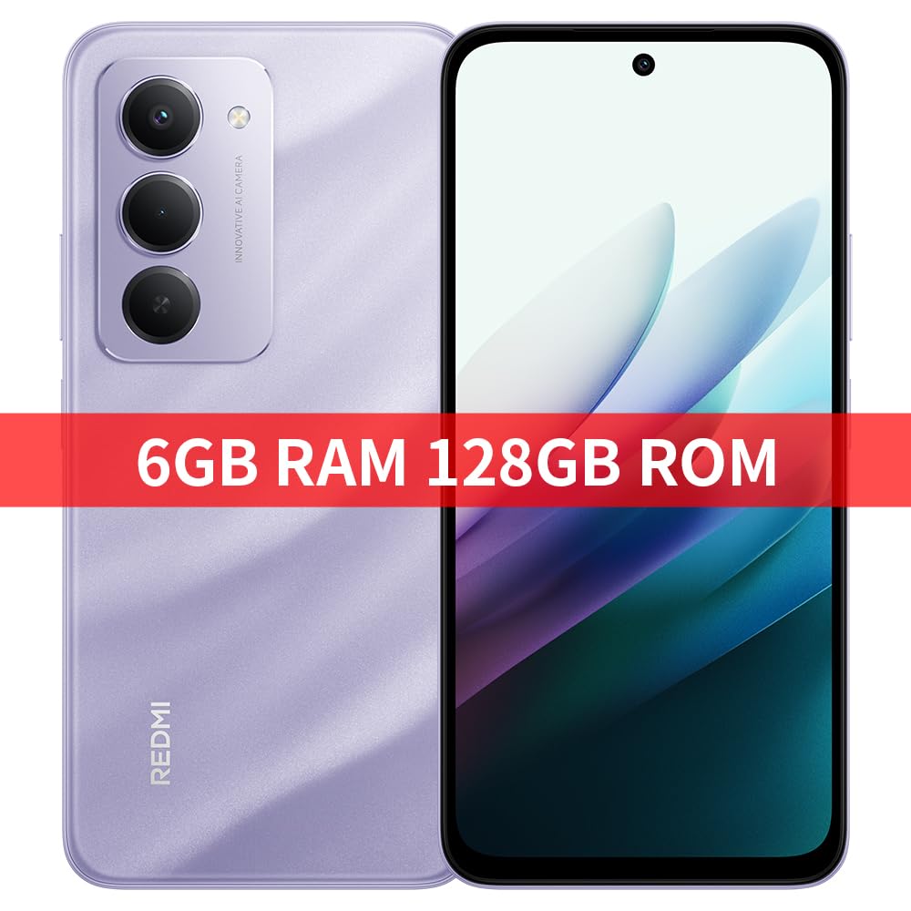 XIAOMI REDMI 15 Téléphone Portable, 6 Go+128 Go, écran 6,9" FHD, Violet, 7000 mAh, Charge Rapide 33 W, 144 Hz AdaptiveSync, Double caméra AI 50 MP, avec Chargeur, sans NFC, Android 15
