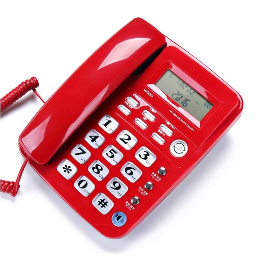 Telephone Landline,Cordless Telephone With，Nuisance Call Blocker & Digital Answering Machine,With Speakerphone Phone, And Caller ID,Curly Cord And Traditional Bell Ring Tone (Color : Red)