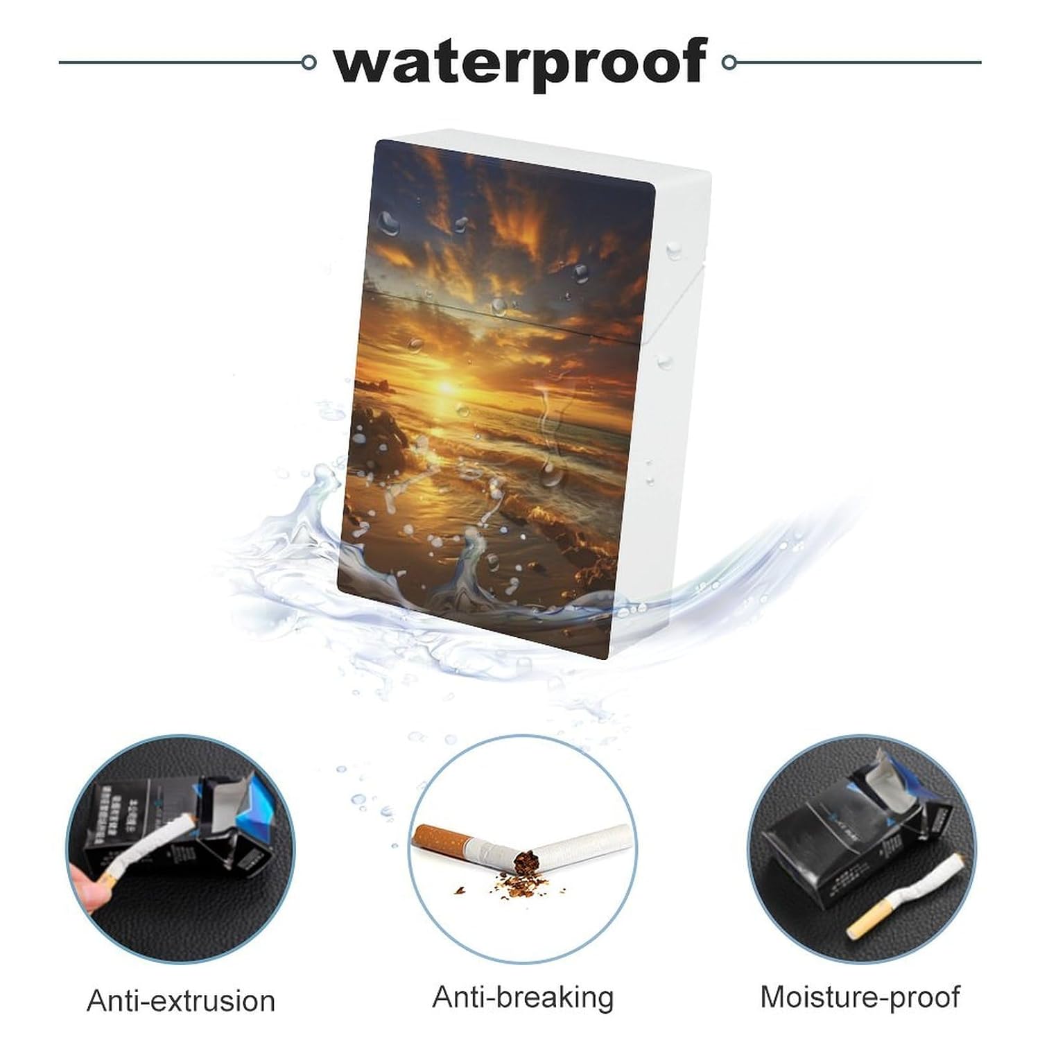 Gold Sunset Portable Flip-Top Cigarette Case for Office image 3