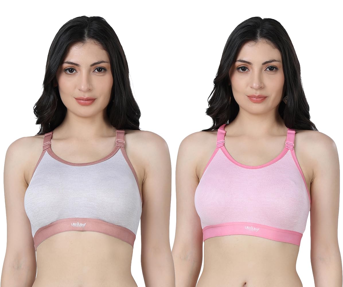 ladyland Women's Cotton Blend Non-Padded Wirefree Sports-Bra-picture-49