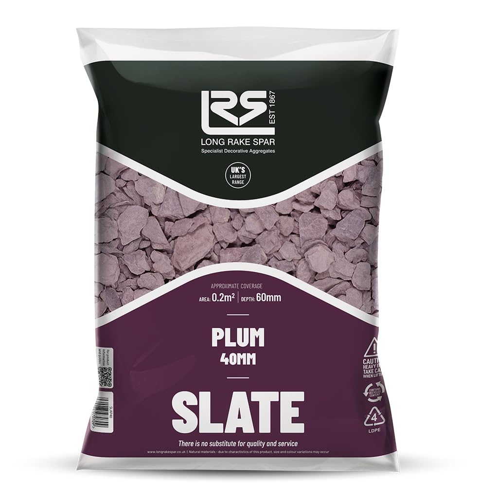 Suregreen Plum Slate Chippings | 40mm | 20kg | Aggregates, Garden Pebbles, Garden Chippings, Driveway Stones/Sealer