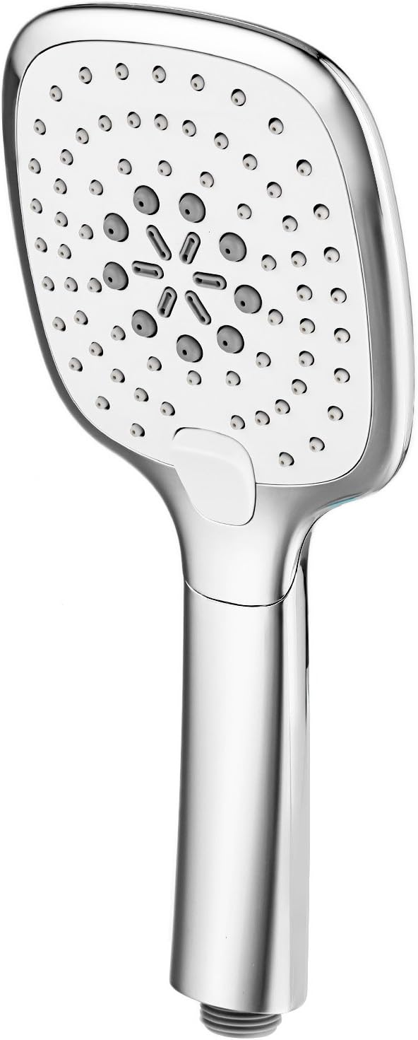 Dorfin Handheld Shower Head Chrome 3 Spray Setting Shower Heads with Handheld Spray-4.3 x 1.2 x 10.1inch(Square)