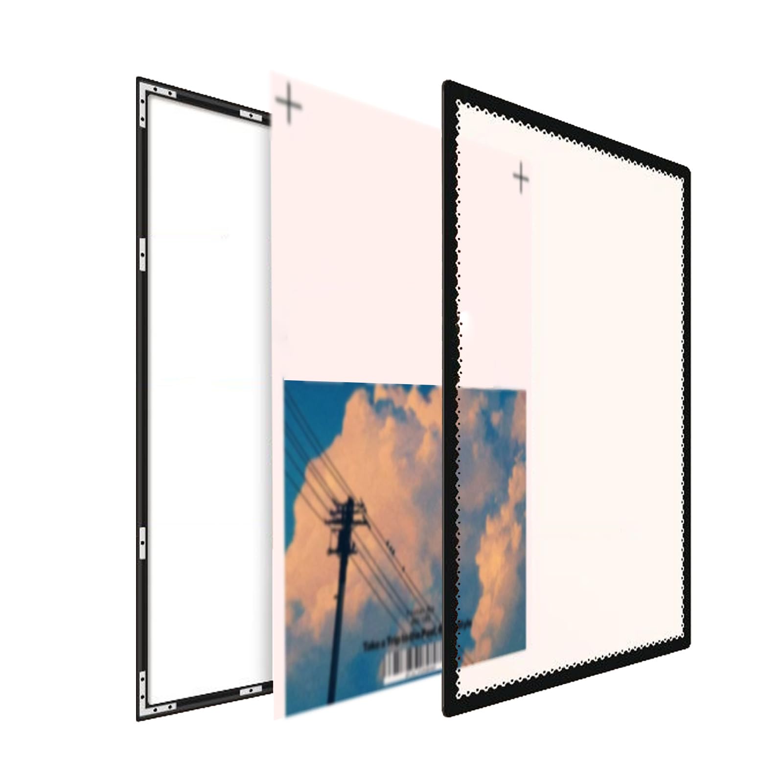Caja de luz LED (fina/9 mm), marco para publicidad (brillante), letreros de cambio rápido + instalación automática, vidrio templado (no amarillea ni se deforma),Black-50 * 70cm