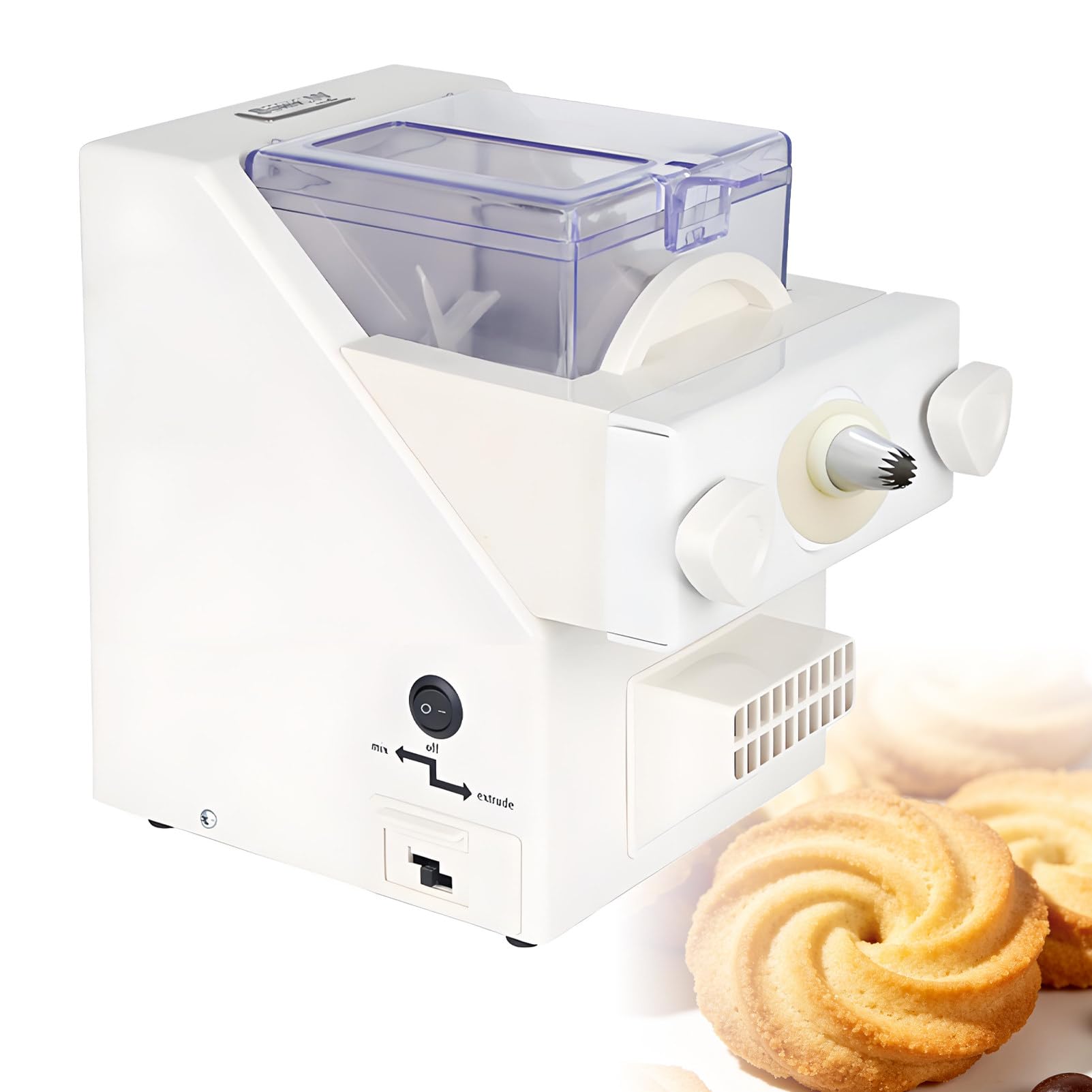 DNEPEI 50-60rpm Electric Cookie Press Biscuit Maker – 8 Nozzles + 6 Molds, Automatic Extrusion for Perfectly Shaped Cookies, Easy to Use for Baking Beginners