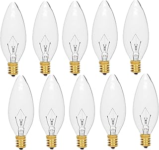 MMBGJKG 60W 120V E12 C32 Base CTC Chandelier Candle Bulbs Torpedo Shaped Decorative Incandescent Dimmable Light,Transparent Candle Light Bulbs for Chandeliers, Ceiling Fan Lights, Pendants, Fireplace