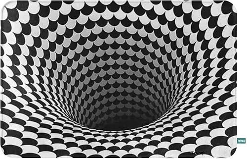 Felpudo de bienvenida con ilusión óptica con agujero negro antideslizante impermeable antideslizante para porche 18 x 30 pulgadas