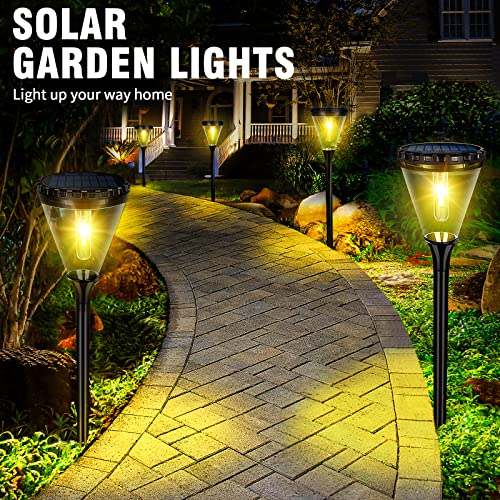 Osord Solar Pathway Lights Waterproof, 300 Lumen Larger & Brighter Outdoor Pathway Lights Solar Powered With 2 Spare Bulb Solar Garden Led Landscape Lighting For Path Sidewalk Driveway Walkway 4 Pack #TOP6