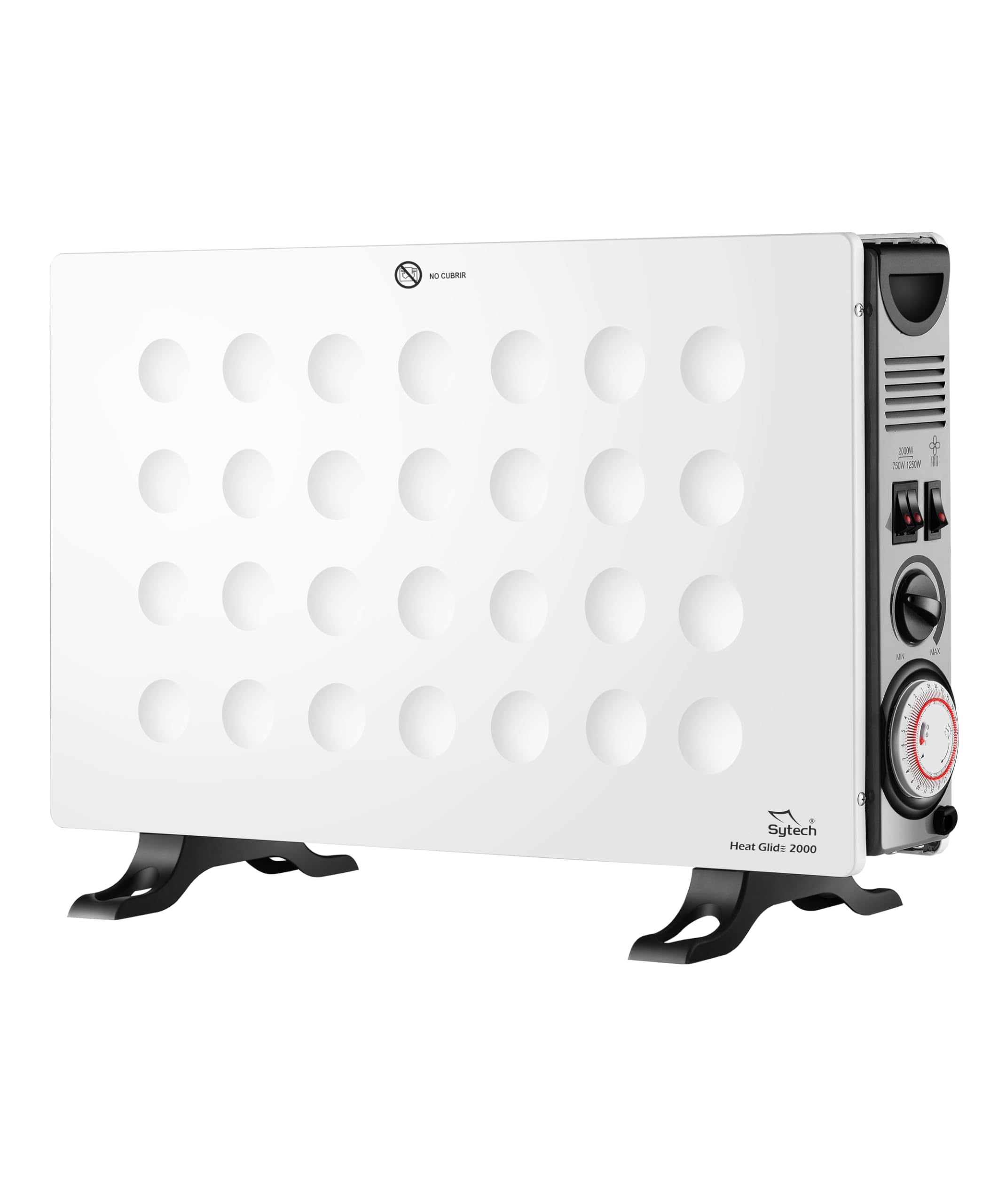 Sytech Calefactor electrico convector, Turbo, Temporizador, 2000w, Blanco