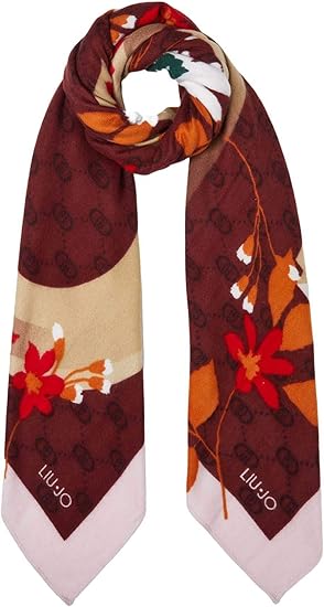 Foulard Liu Jo Fucsia 2F4094 - Stampa Grafica, Logo Monogram, 120x120 Cm In Poliestere - Foto 2