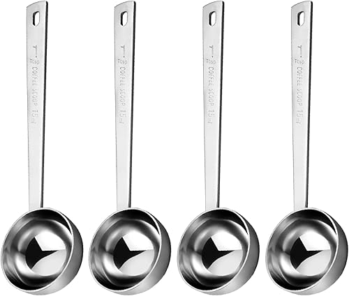 Yzurbu 4pcs cucharada, acero inoxidable 1 cucharada 0.5 fl oz café medidor cucharada - plata