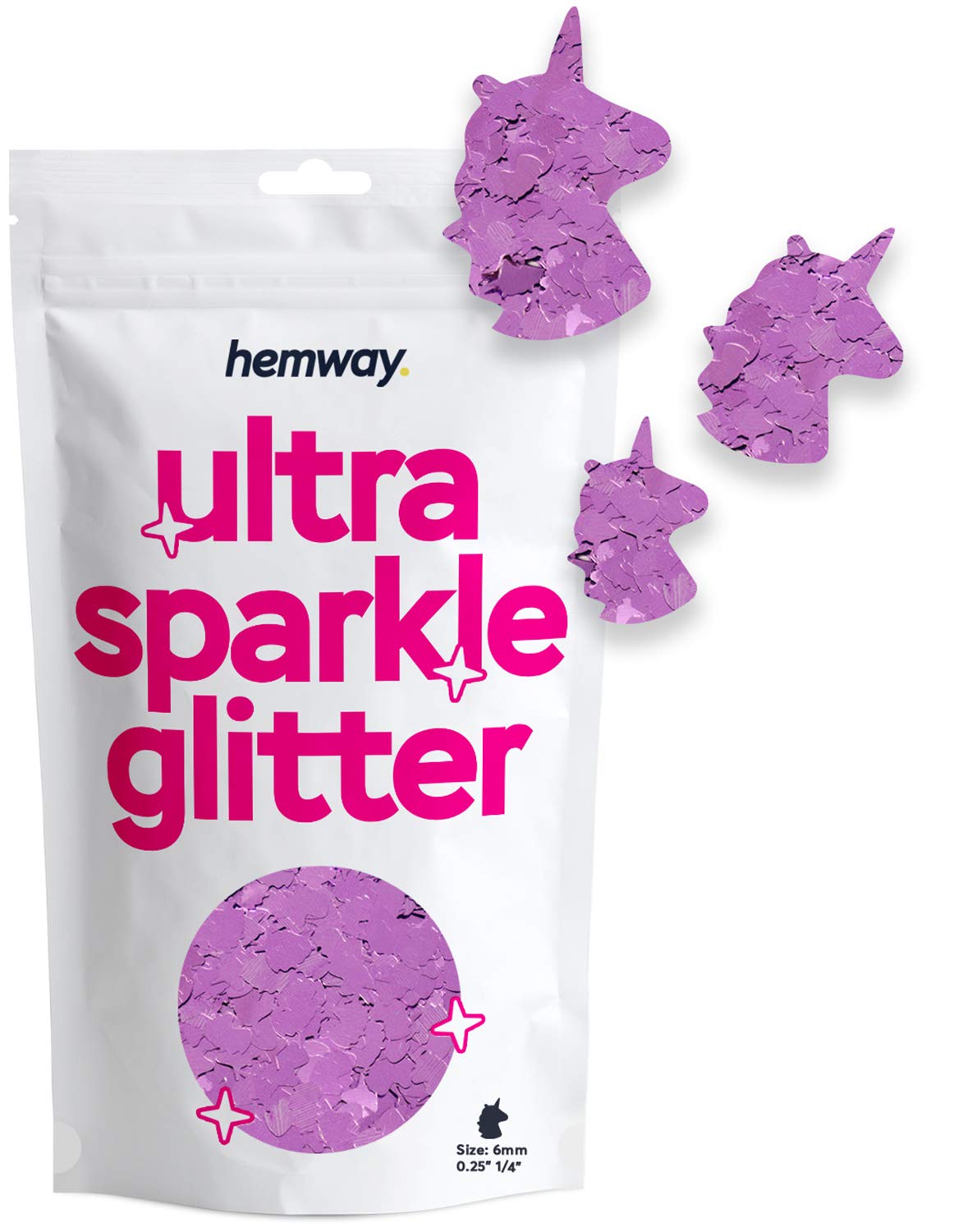 Hemway Ultra Sparkle Glitter Unicorn Shape, 50g, Lavender Purple