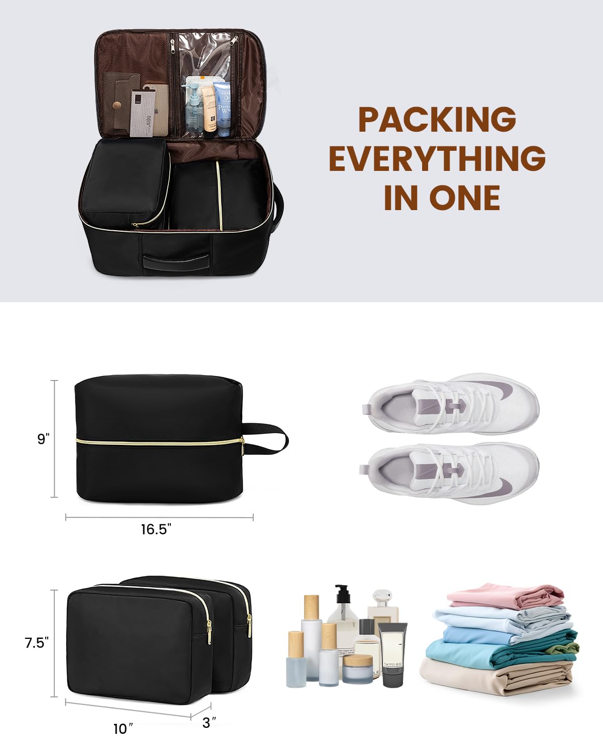 LOVEVOOK Travel Backpack for Women, 40L Large Carry On Backpack Flight Approved, Waterproof Personal Item Travel Bag Fits 17.3'' Laptop,TSA Backpack Suitcase with 3 Packing Cubes