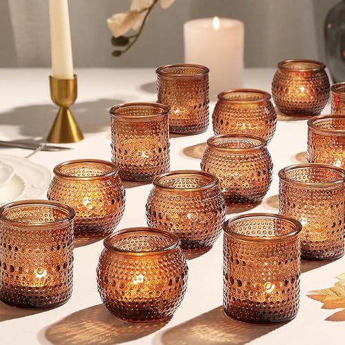 36pcs Amber Votive Candle Holders, 2x2.5in Glass...