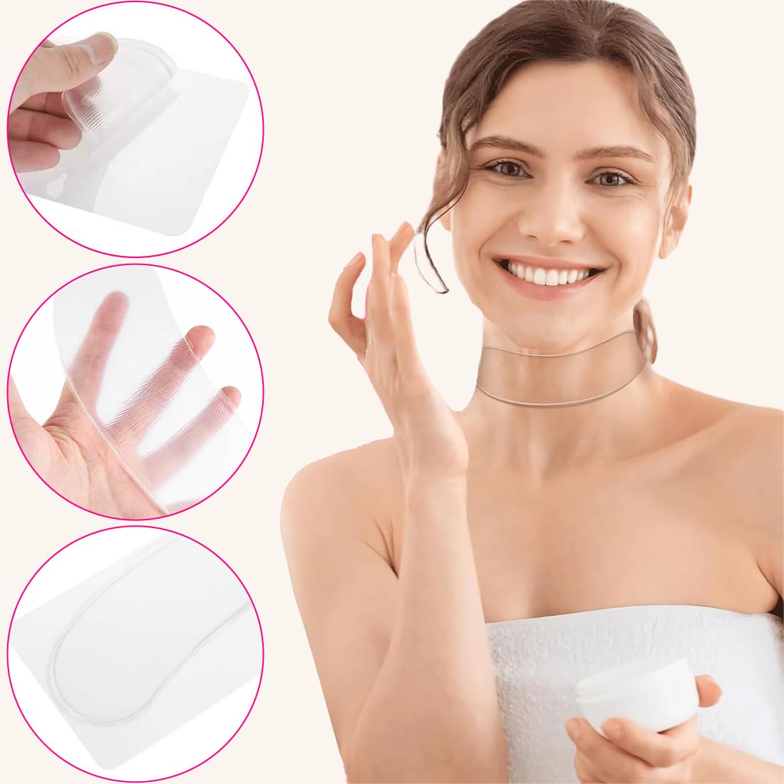 2 Pezzi Cuscinetti antirughe Del Collo, Patch Per La Rimozione Di Rughe Del Collo, cuscinetto in silicone riutilizzabile, anti-invecchiamento, Schiarente Delle Linee Riparatore Del Collos
