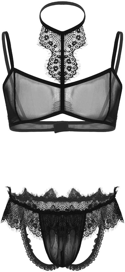CHICTRY Herren Sissy BH Bralette Spitze Dessous Unterwäsche Männer