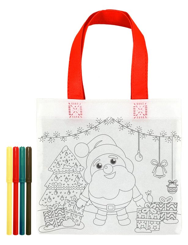 Christmas Santa Diy Painting Hand Bag, 20 cm Size, White