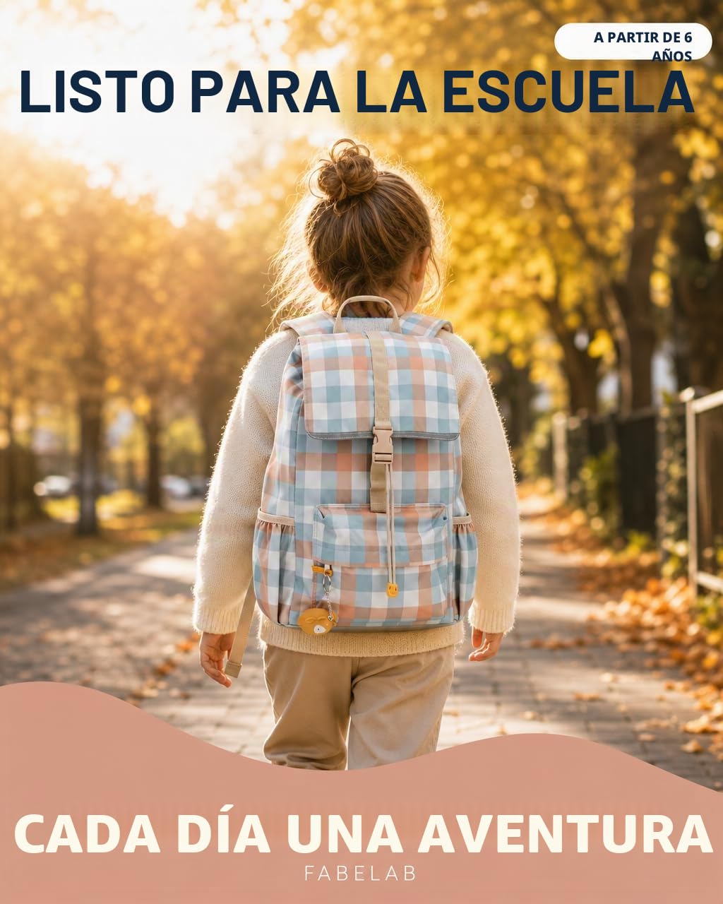 Fabelab Mochila infantil | mochila de jardín de infantes | mochila para niños a partir de 6 años en 100% poliéster reciclado | mochila escolar | mochilas infantiles con capacidad de 14 l