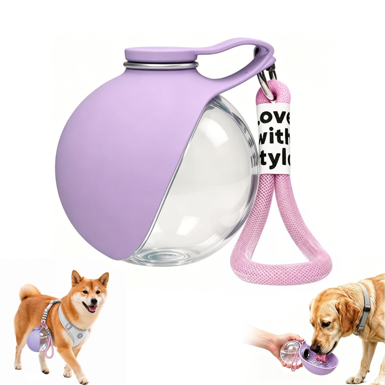2-In-1 Portable Dog Water Bottle with Bowl 285Ml Silicone Clear Travel Drink Water Bowls for Small Dogs Transparent Collapsible Pet Feeding & Watering Container Supplies for Walking Hiking Travels
