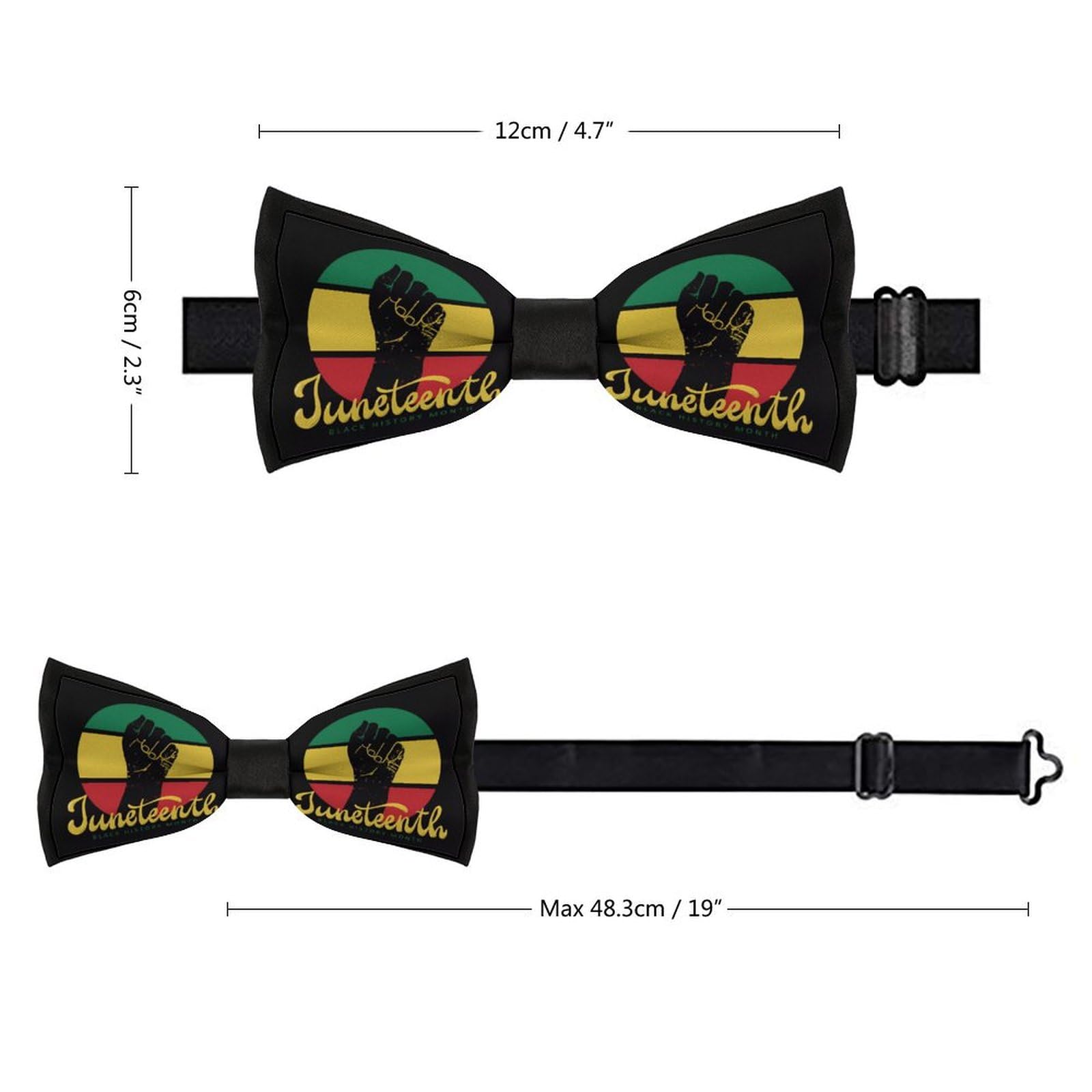 GoasNei Juneteenth Since 1865 Celebrate Freedom Afican Bow Tie for Men Adjustable Necktie Funny Tie Neck Ties for Weddings Party