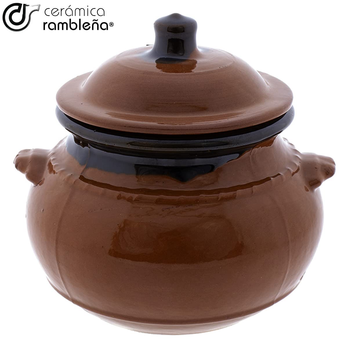 CERÁMICA RAMBLEÑA | Saliera Cucina | Saliera con Coperchio di Legno | Contenitore del Sale | Saliera Ceramica | Saliera Originale Decorazione Bianco-Fiore Blu | 100% Decorato a Mano | 12.5x10.5x13 cm