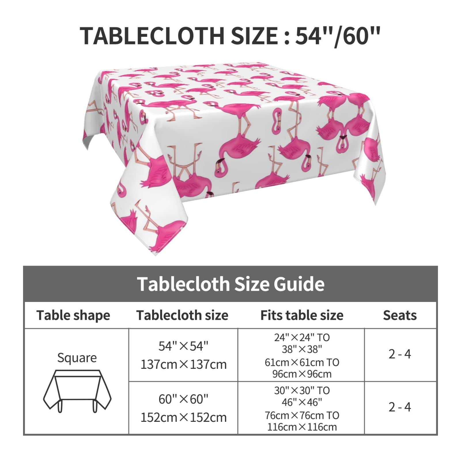 Tischdecke 'Flamingo' – Rechteckig, 152 X 213 Cm, Rosa Tropisches Design, Polyester, Waschbar Für Indoor/Outdoor