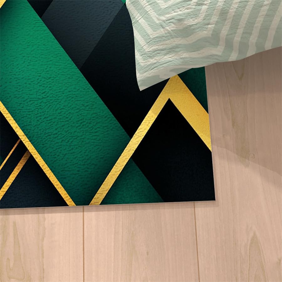 Tappeto 120X170 Geometria Verde Tappeto Salotto Moderno,Tappeti Camera Da Letto Antiscivolo,Tappeto Pelo Corto,Tappeto Grande Per La Decorazione Domestica