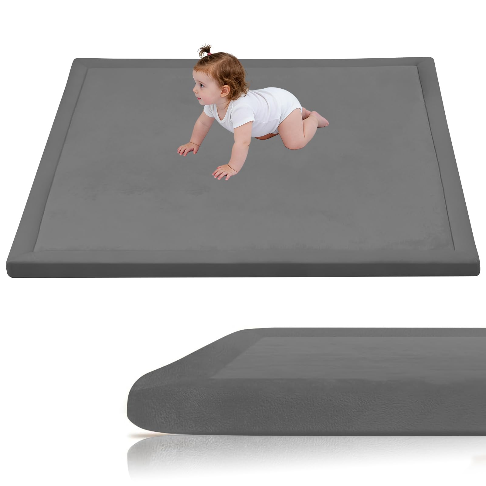 Stqyeiw Memory Foam Mat, Extra Thick Area Rug 3cm for Kids Living Room 120 x 180 cm Dark Grey Baby Playroom Crawling Carpet with Non Slip Soft Play Mat Modern Floor Toddler Nursery Carpet