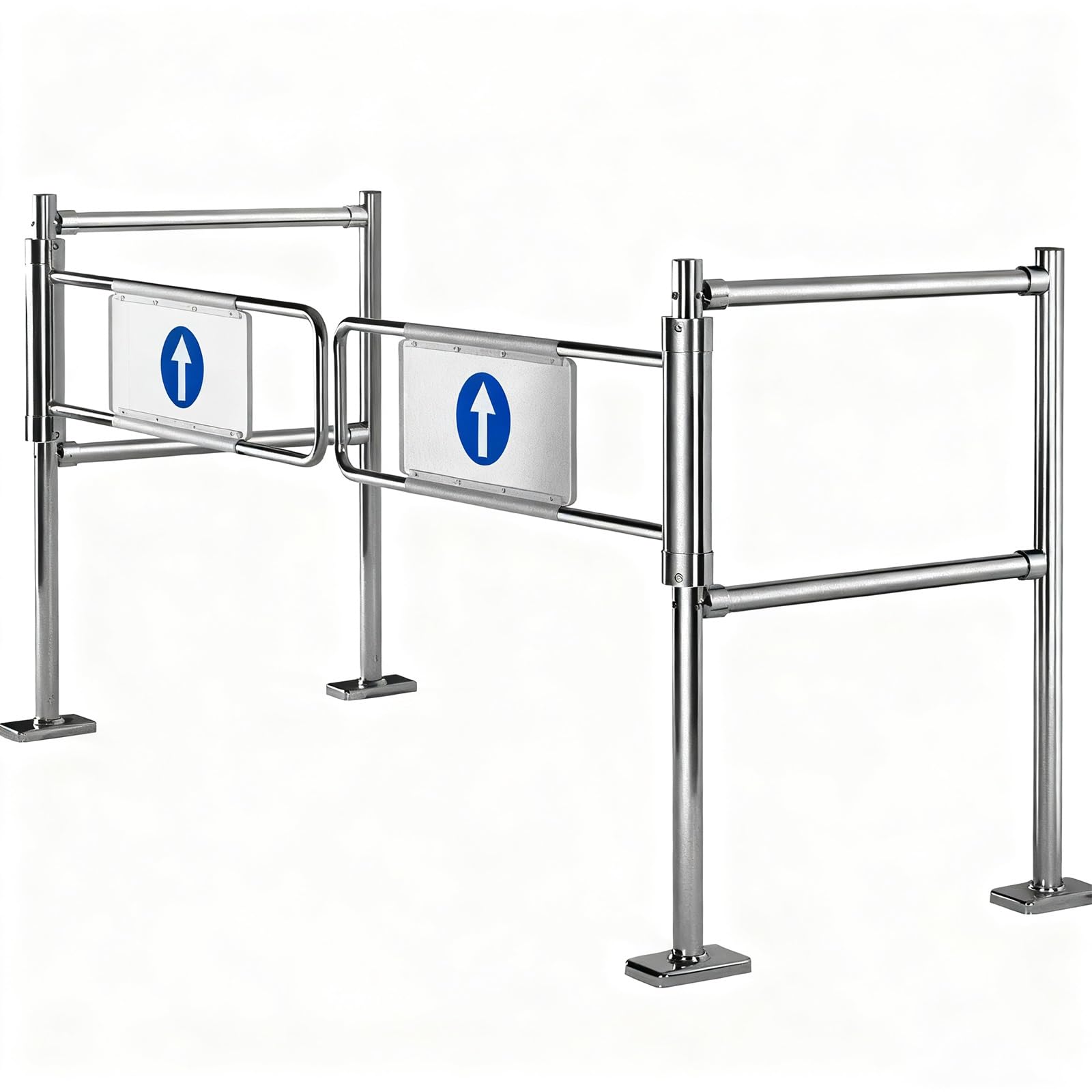 Cancello a battente automatico in acciaio inox, porta a chiusura automatica per magazzino e negozio, 1 via, cancello di sicurezza, recinzione industriale, 110 cm x 102 cm