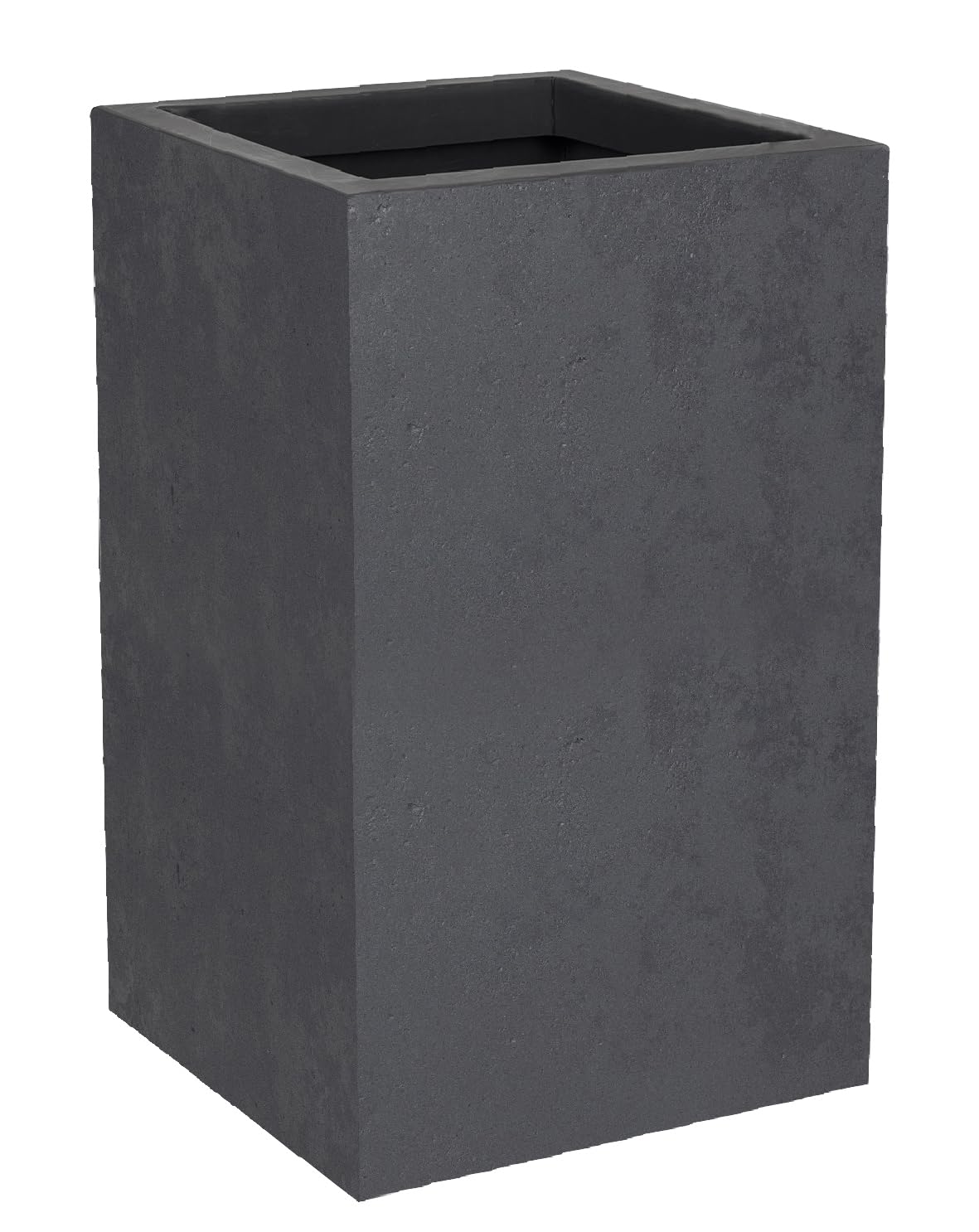 EDA - Pot Carré Haut Basalt'Up 36 L - Décor Imitation Béton - Simple Paroi - Zone de Rétention d'eau - 29,​5 x 29,​5 x H.49,​5 cm - Gris Anthracite
