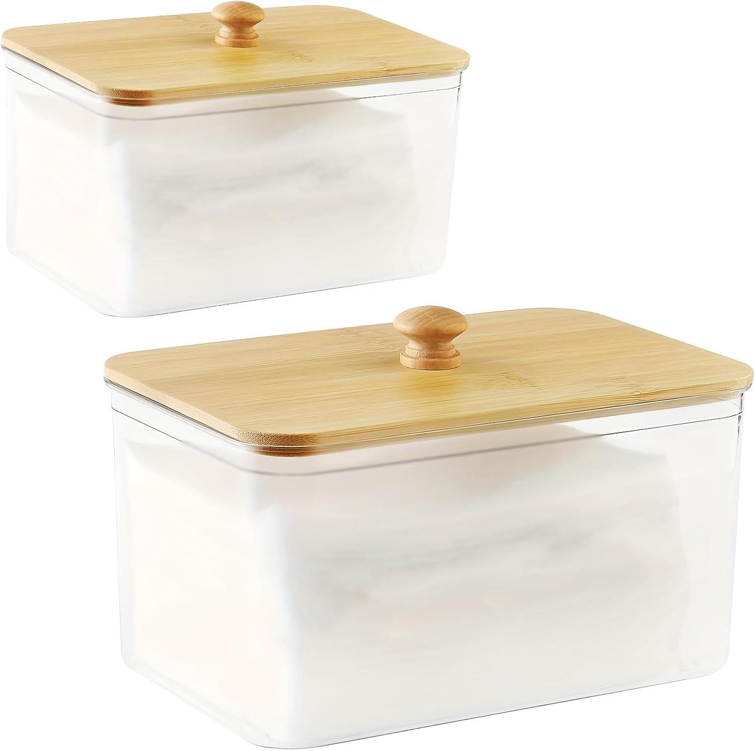 Dryer Sheet Holder Laundry Pods Container, Organised Laundry Storage Containers,Bathroom Washing Powder Storage With Bamboo Lid, for Dryer Sheets, Laundry Pods & Washing Powder Storage