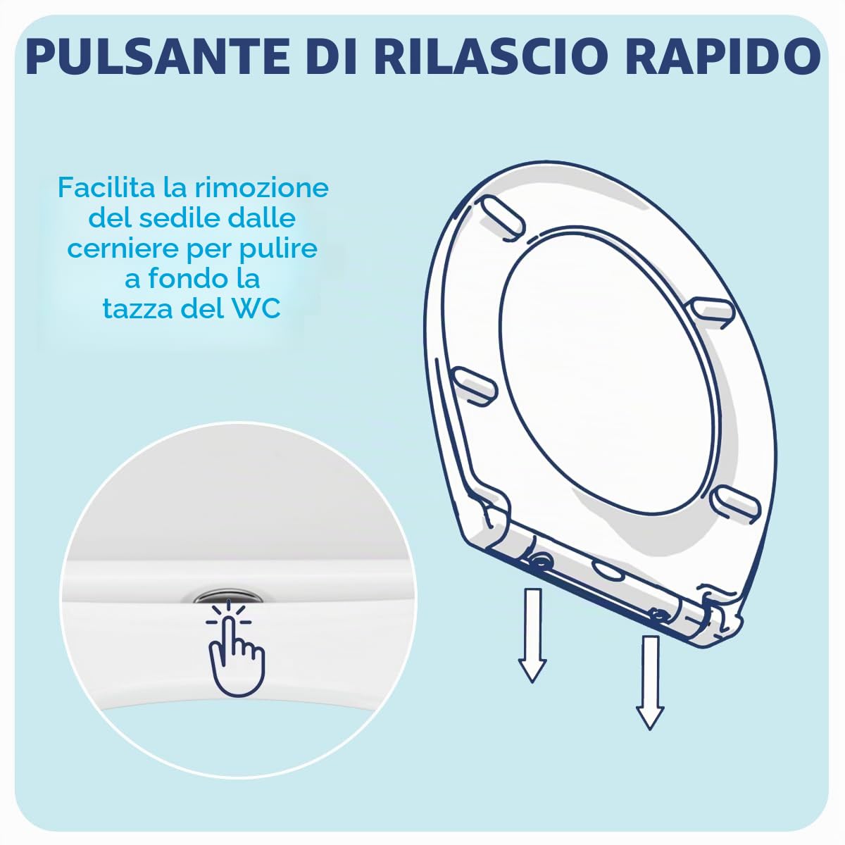 Croydex Levico Flexi-Fix - Sedile WC a forma di D, chiusura rallentata, pulsante di sgancio rapido per una facile pulizia, cerniere regolabili con fissaggi superiore e inferiore inclusi, superficie