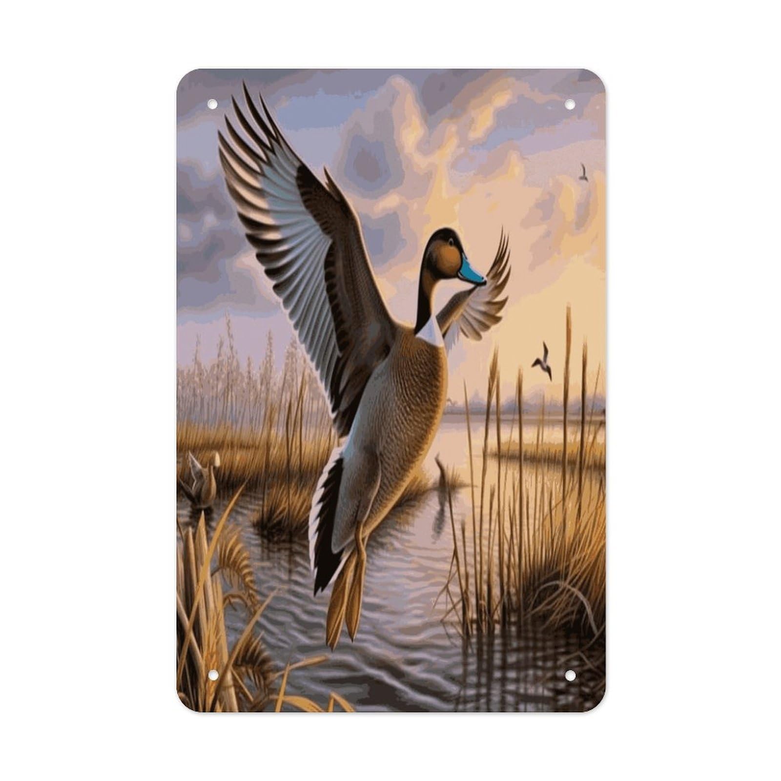 Btcowzrv Style Hunting Flying Wild Ducks Metal Tin Sign Wall Decor Hanging Plaque