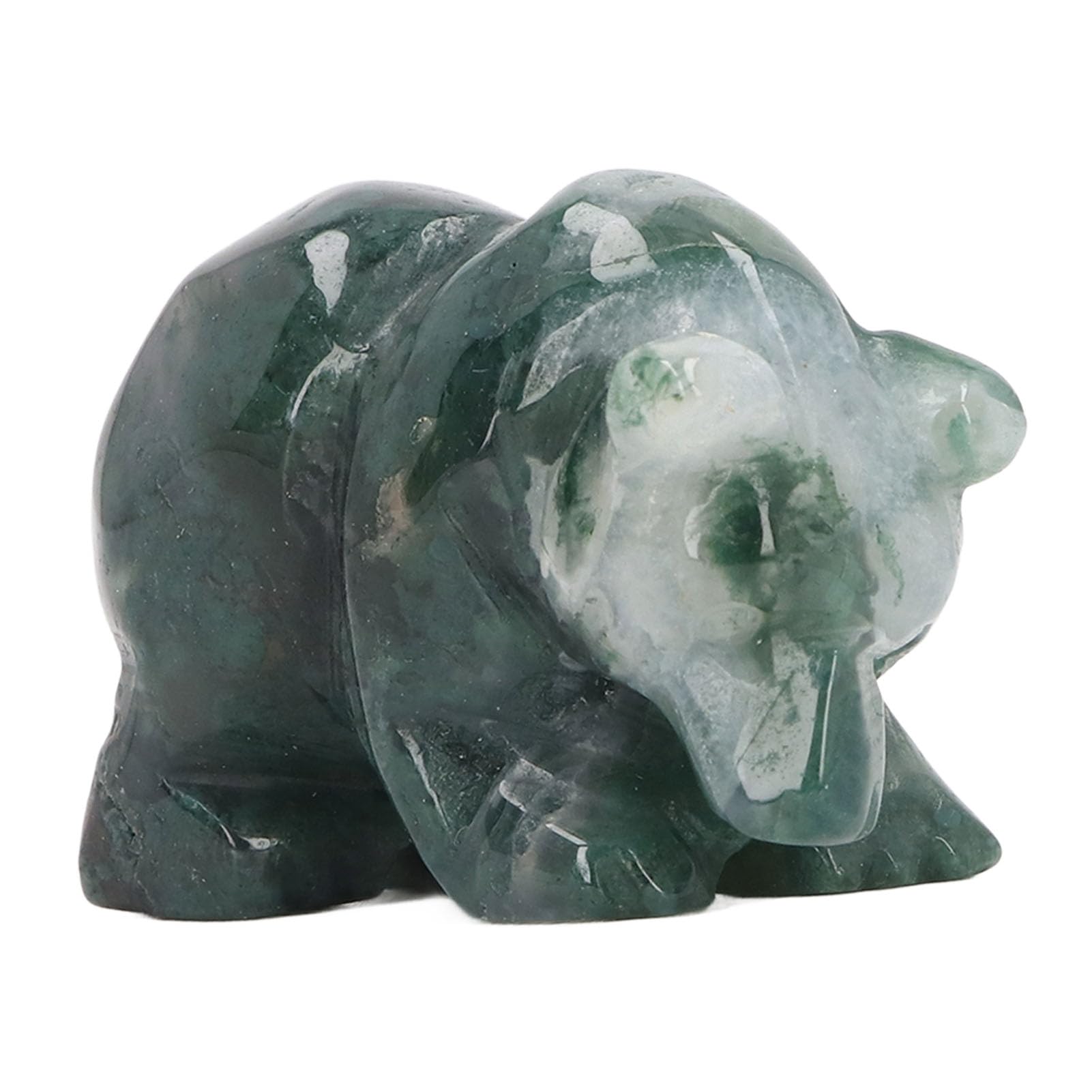 ZJchao Mixed Crystal Gemstone Chubby Panda Bear Statue for Home Decoration Stone Animal Sculptures Office Desk Entryway Table Crystal Therapy Moss Agate