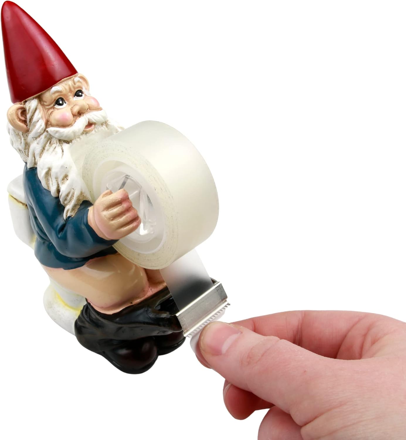 Needzo Gnome on Toilet Tape Dispenser, Father's Gift, Desk Accessory for Dad, 6 Inches image 3