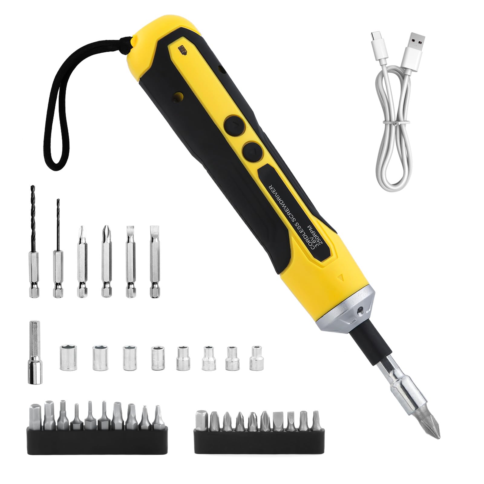3 6V Electric Power Screwdriver Cordless Rechargeable TypeC LED Light Drill Torque of 3 5N M 1 4