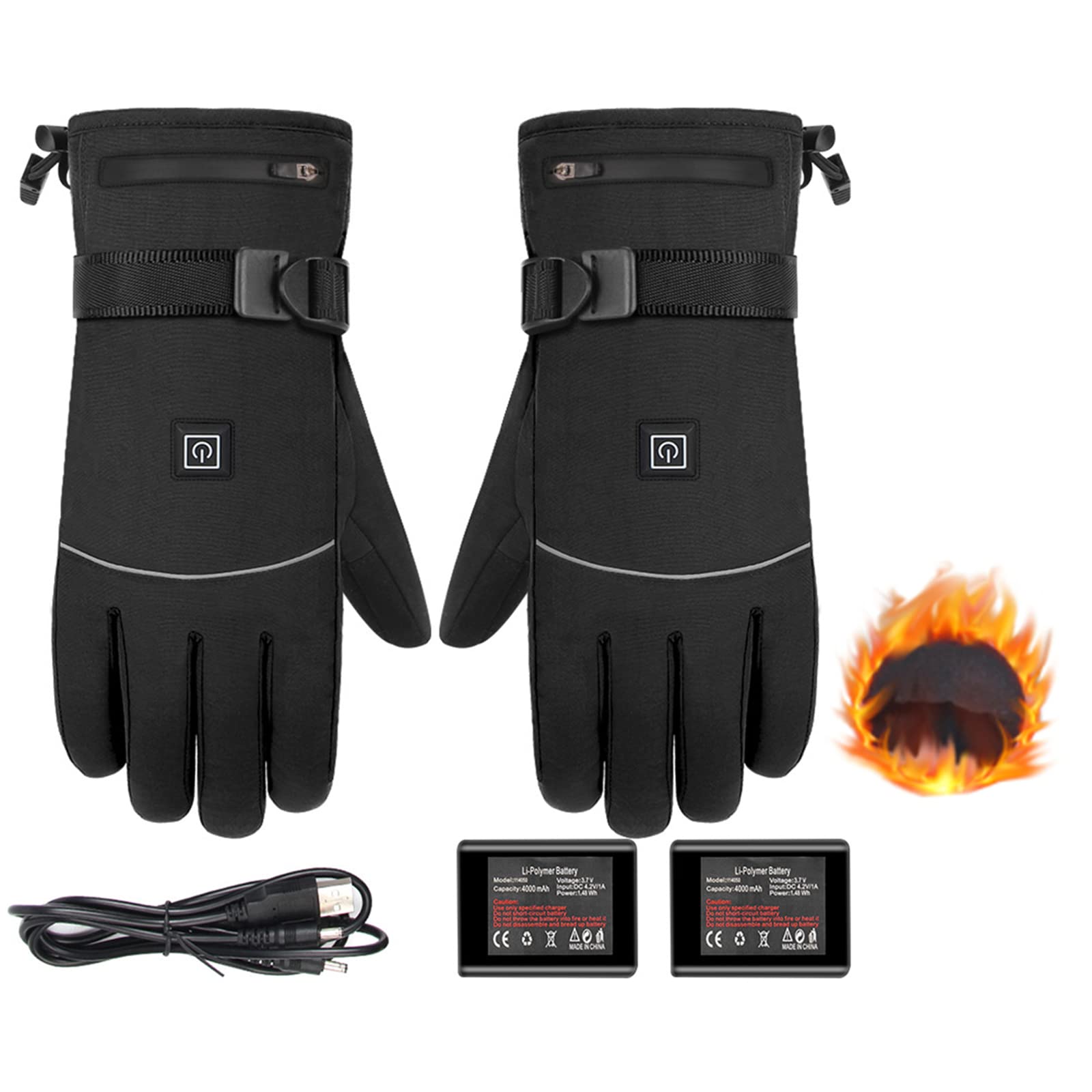 CHEWYNP Guanti Riscaldati Elettrici Ricaricabili - Guanti Riscaldati A Batteria 3.7V per Uomo Donna, Guanti Riscaldati A Batteria Guanti Guanti da Sci Guanti Touchscreen Impermeabili Scald