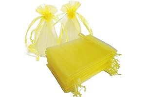 50-Pack 4X6 Inch Yellow Organza Bags for Fun Party Favors